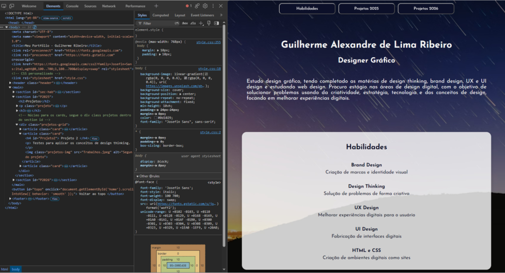 Protótipo de site com HTML e CSS